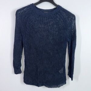 J. Crew relaxed fit 100% linen open knit sweater size XS